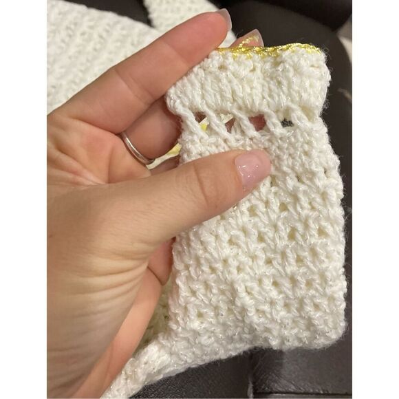 Handmade Vintage White and Yellow Crochet Sweater Baby One Size 6-12 Months - Picture 3 of 4